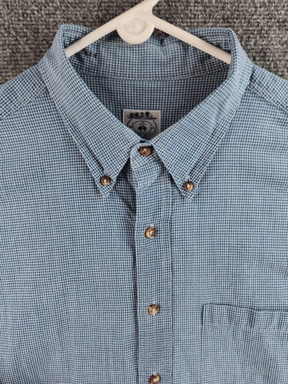 Brooks Brothers XL Sport Shirt Blue Check Long Sleeve Soft Combed Cotton Adult